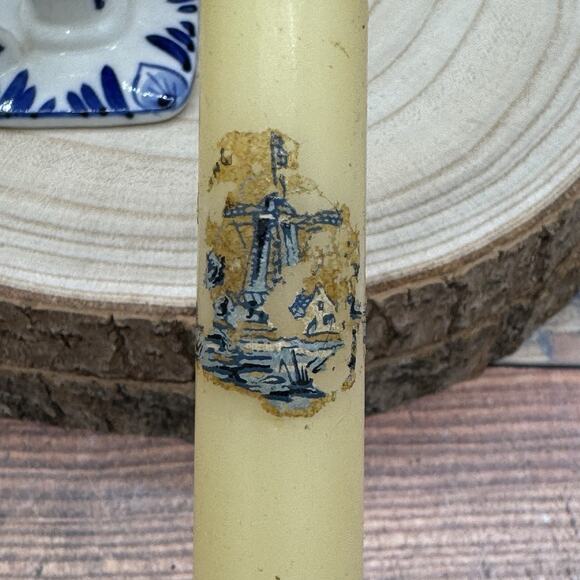 Vtg Mini Handpainted Delft Blue Ceramic Taper Candlestick Holder DBL Crown Mark - Picture 7 of 7